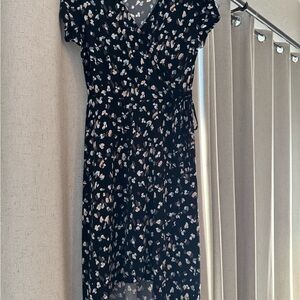 Elegant Black Floral Wrap Dress
